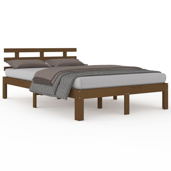 vidaXL Bedframe massief hout honingbruin 150x200 cm
