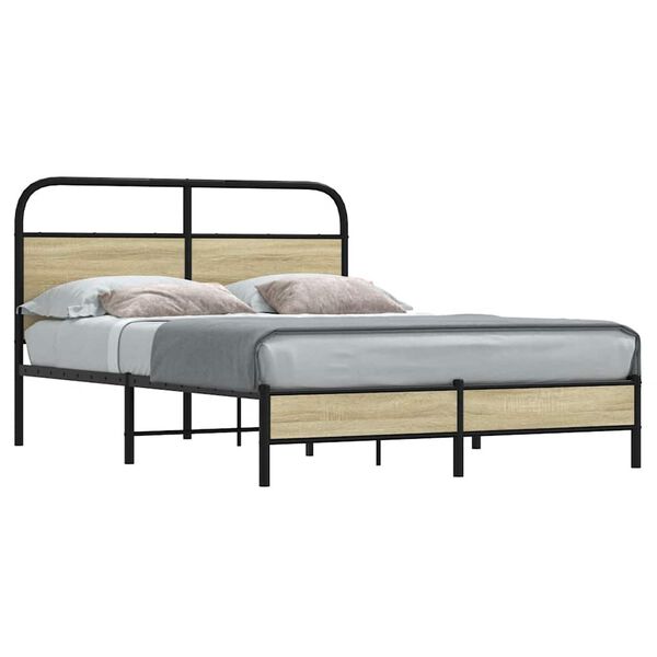 vidaXL Bedframe zonder matras bewerkt hout sonoma eikenkleur 140x200cm