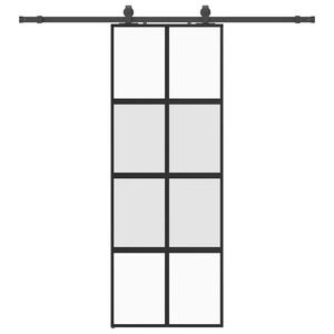 vidaXL Schuifdeur met beslagset 76x205 cm gehard glas zwart