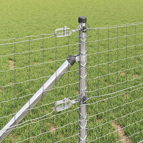 vidaXL Afrasteringspaal 7 pcs Zilver Staal