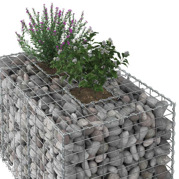 vidaXL Gabion Verhoogd Bed Zilver 100 x 60 x 55 cm
