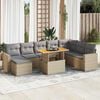 vidaXL 9-delige Loungeset met kussens poly rattan beige