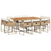 vidaXL 11-delige Tuinset met kussens poly rattan beige