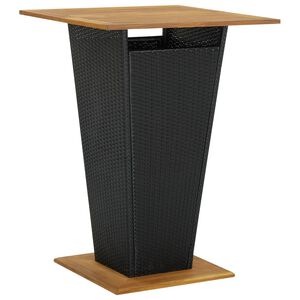 vidaXL Bartafel 80x80x110 cm poly rattan en massief acaciahout zwart