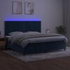 vidaXL Boxspring met matras en LED fluweel donkerblauw 200x200 cm