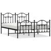 vidaXL Bedframe met hoofd- en voeteneinde metaal zwart 150x200 cm