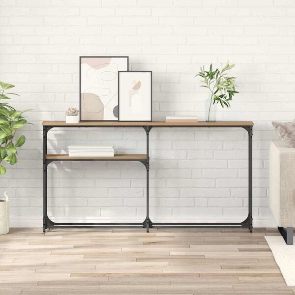 vidaXL Consoletafel Artisan Eiken 145 x 22,5 x 75 cm Bewerkt hout