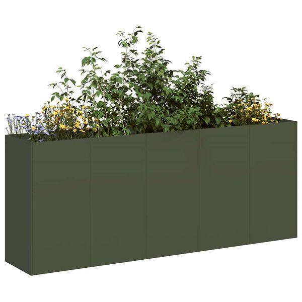 vidaXL Plantenbak 200x40x80 cm koudgewalst staal olijfgroen