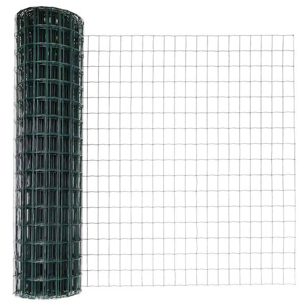 vidaXL Hek met Paal Groen 1 x 10 m Staal en PVC