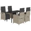 vidaXL 5-delige Tuinset met kussens poly rattan lichtgrijs