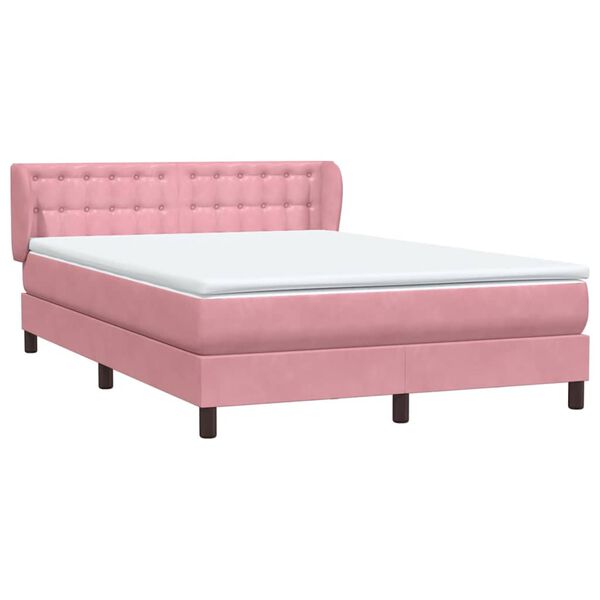 vidaXL Boxspring met matras fluweel roze 160x220 cm