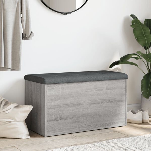 vidaXL Opbergbankje 82x42x45 cm bewerkt hout grijs sonoma eikenkleurig