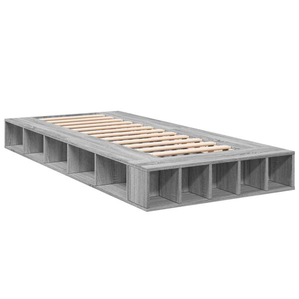 vidaXL Bedframe bewerkt hout grijs sonoma eikenkleurig 90x190 cm