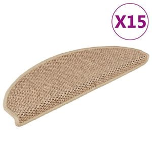vidaXL Trapmatten zelfklevend 15 st sisal-look 65x21x4 cm zandkleurig