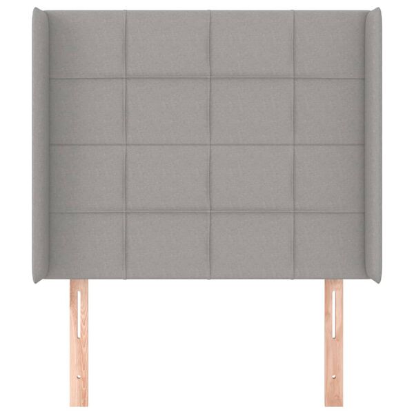 vidaXL Hoofdbord met randen 103x16x118/128 cm stof lichtgrijs