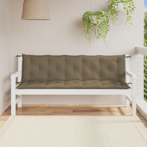 vidaXL Tuinbankkussens 2 st 180x50x7 cm stof gem&ecirc;leerd taupe