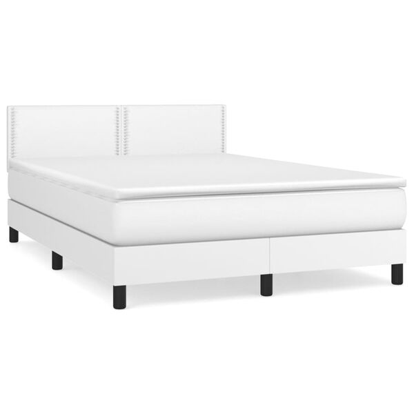vidaXL Boxspring met matras kunstleer wit 140x190 cm