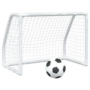 vidaXL Kindervoetbaldoelen 2 st met bal 64x35x48 cm metaal wit