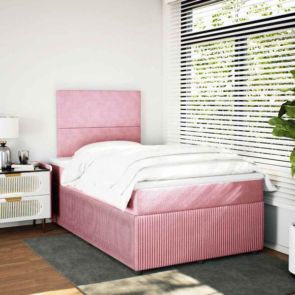 vidaXL Boxspring met matras fluweel roze 120x190 cm