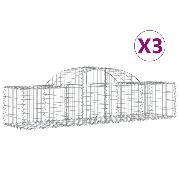 vidaXL Schanskorven 3 st gewelfd 200x50x40/60 cm gegalvaniseerd ijzer