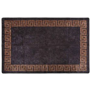 vidaXL Vloerkleed wasbaar 80x150 cm zwart en goudkleurig