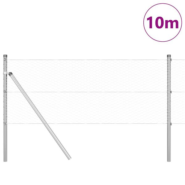 vidaXL Afrasteringspaal Zilver 10 x 0,6 m (25 mm gaas) Staal