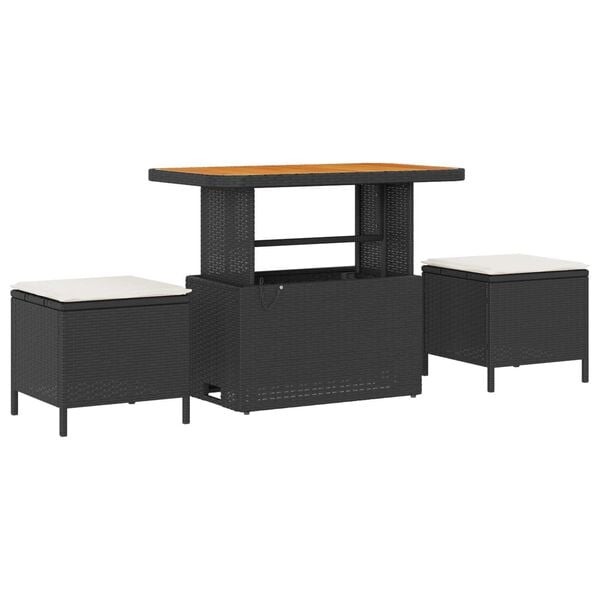 vidaXL Tuin Sofa Set met opslag 9 pcs Zwart Poly riet