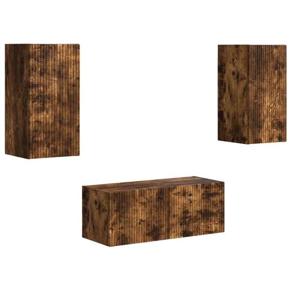 vidaXL Tv-meubelset Wandgemonteerd 6 pcs Gerookt eiken Bewerkt hout
