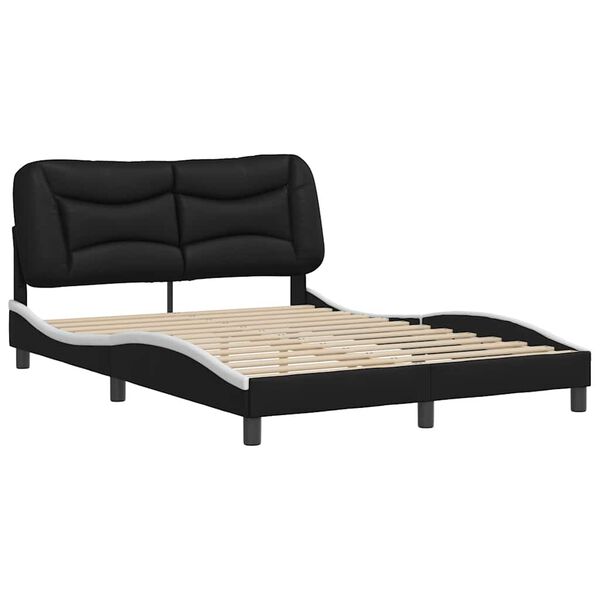 vidaXL Bedframe zonder matras "Hvar" kunstleer zwart en wit 140x190 cm