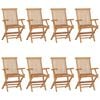 vidaXL Opklapbare stoelen, 8 stuks, massief teakhout