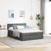 vidaXL Bed poef met matras en LED's stof 140x190 cm donkergrijs