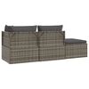 vidaXL 3-delige Loungeset met kussens poly rattan grijs