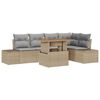 vidaXL Tuin Sofa Set met opslag 6 pcs Beige Poly riet