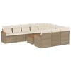 vidaXL 11-delige Tuinset met kussens poly rattan beige