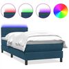 vidaXL Boxspring met matras en LED fluweel donkerblauw 100x220 cm