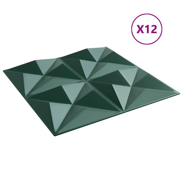 vidaXL Wandpanelen 12 pcs Origami Groen 50 x 50 cm XPS Schuim