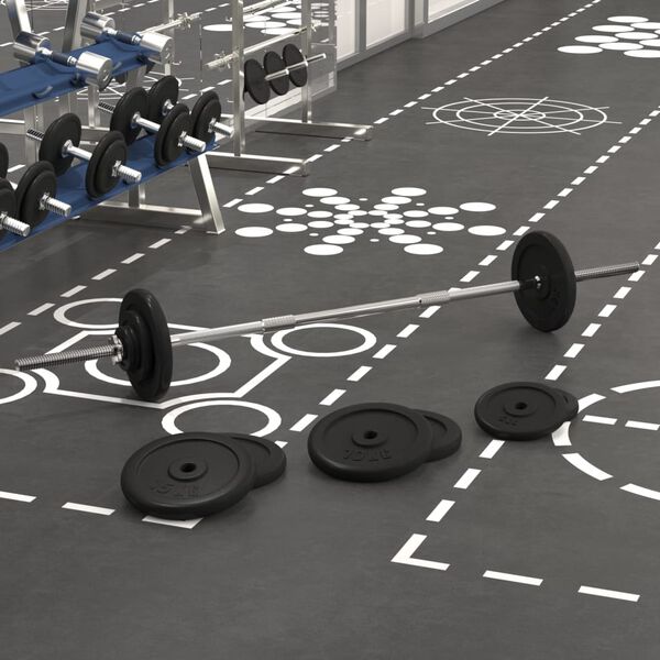 vidaXL Halter met gewichten 90 kg gietijzer