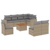 vidaXL 9-delige Loungeset met kussens poly rattan beige