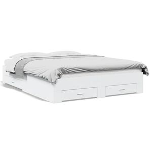 vidaXL Bedframe met lades bewerkt hout wit 160x200 cm
