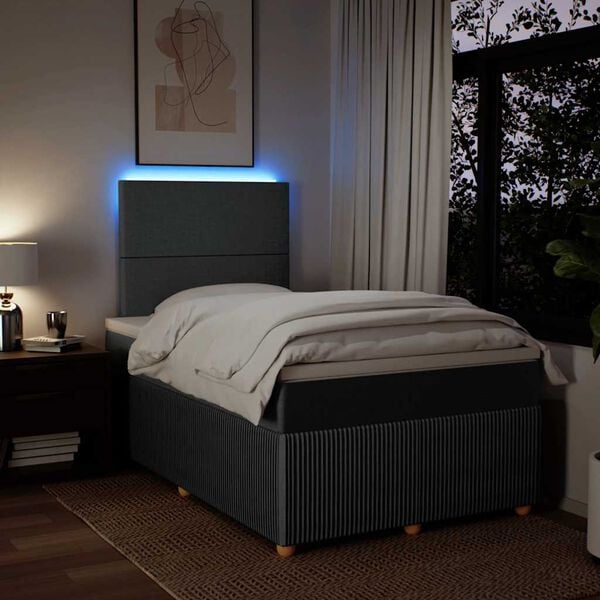 vidaXL Boxspring met matras stof donkergrijs 120x200 cm
