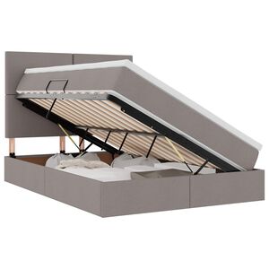 vidaXL Opbergbed met LED met matras Taupe 140 x 190 cm Polyester