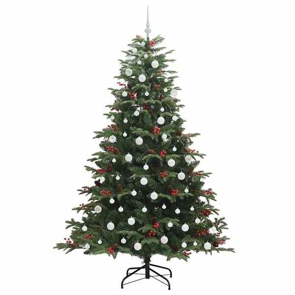 vidaXL Kunstkerstboom Groen 210 cm PVC en Metaal en Plastic