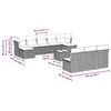 vidaXL 11-delige Loungeset met kussens poly rattan lichtgrijs