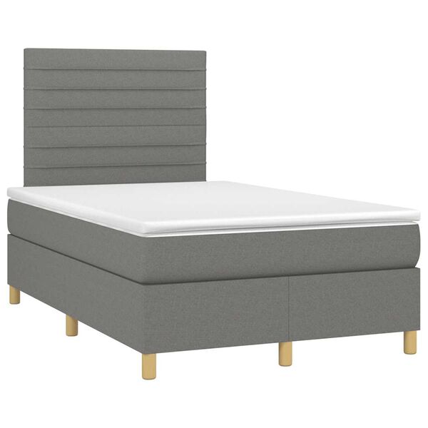 vidaXL Boxspring met matras en LED stof donkergrijs 120x190 cm