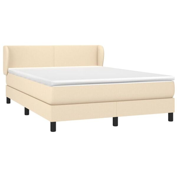 vidaXL Boxspring met matras stof cr&egrave;mekleurig 140x190 cm