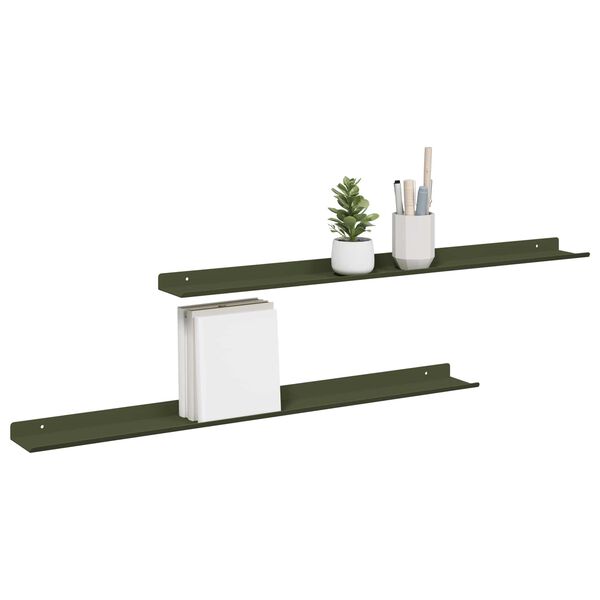vidaXL Drijvende plank 2 pcs Olijf Groen 80 x 9 x 2,5 cm Staal