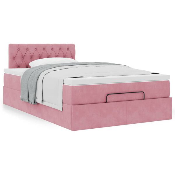 vidaXL Ottoman bed met matras 120x200cm fluweel roze