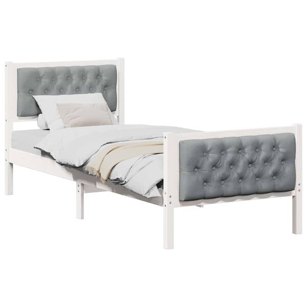 vidaXL Bedframe Lichtgrijs 75 x 190 cm Massief grenenhout