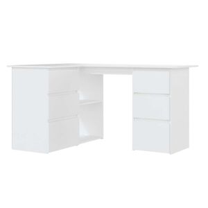 vidaXL Hoekbureau 145x100x76 cm bewerkt hout wit