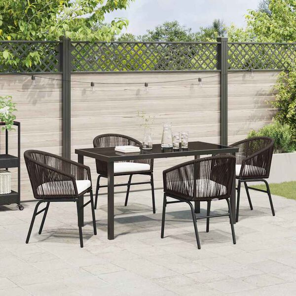 vidaXL Tuin eettafelset 5 pcs Bruin Gepoedercoat staal